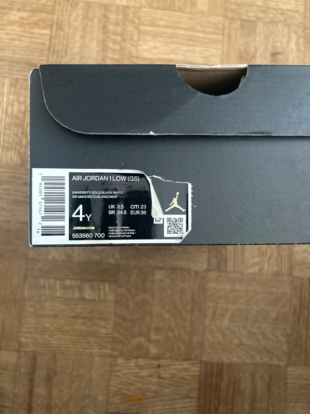 Jordan 1 Low GS Sneakers - University Gold/Black/White - Size 4Y - photo 3