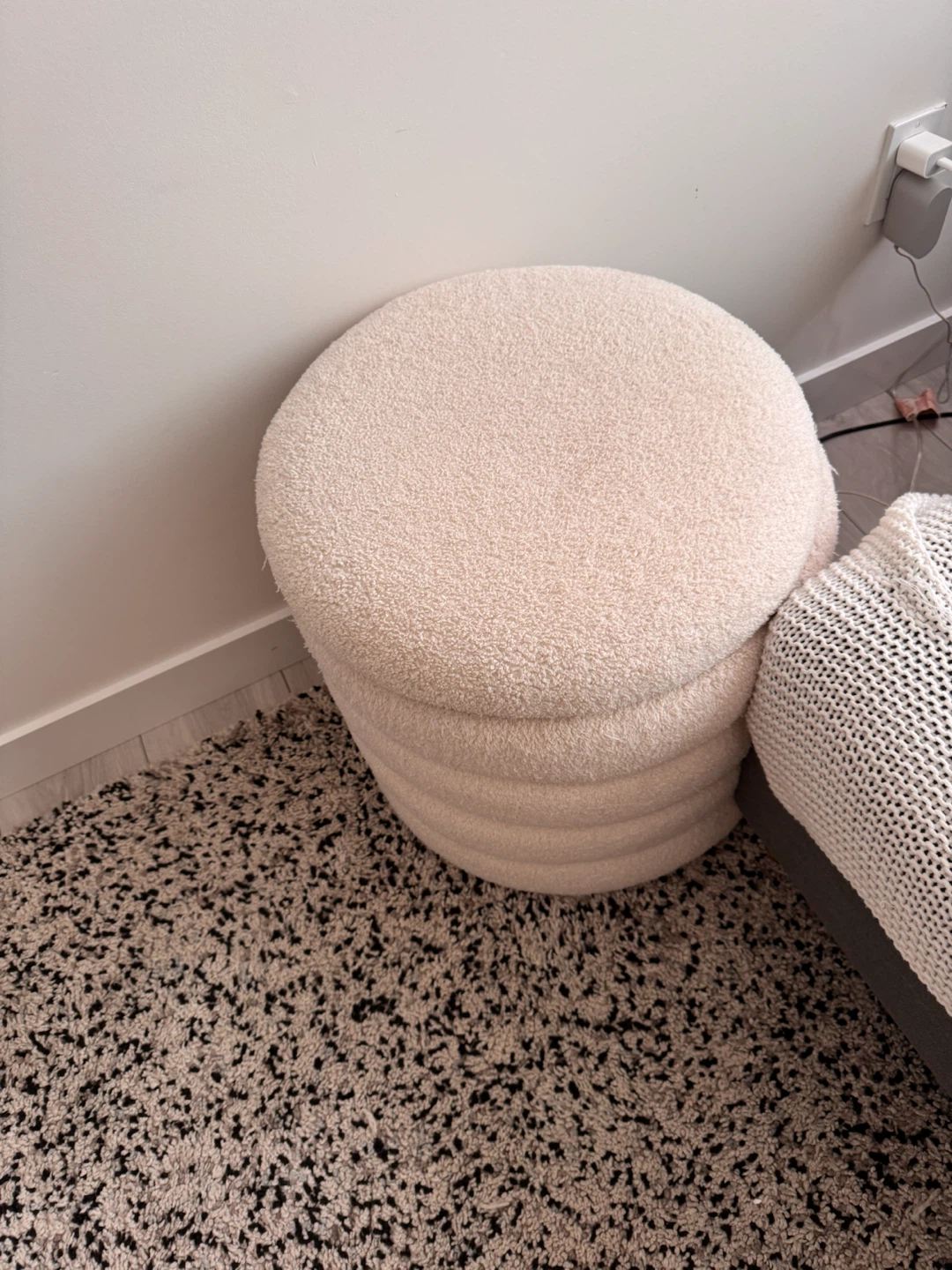 Cream Teddy Bear Fabric Ottoman - photo 2