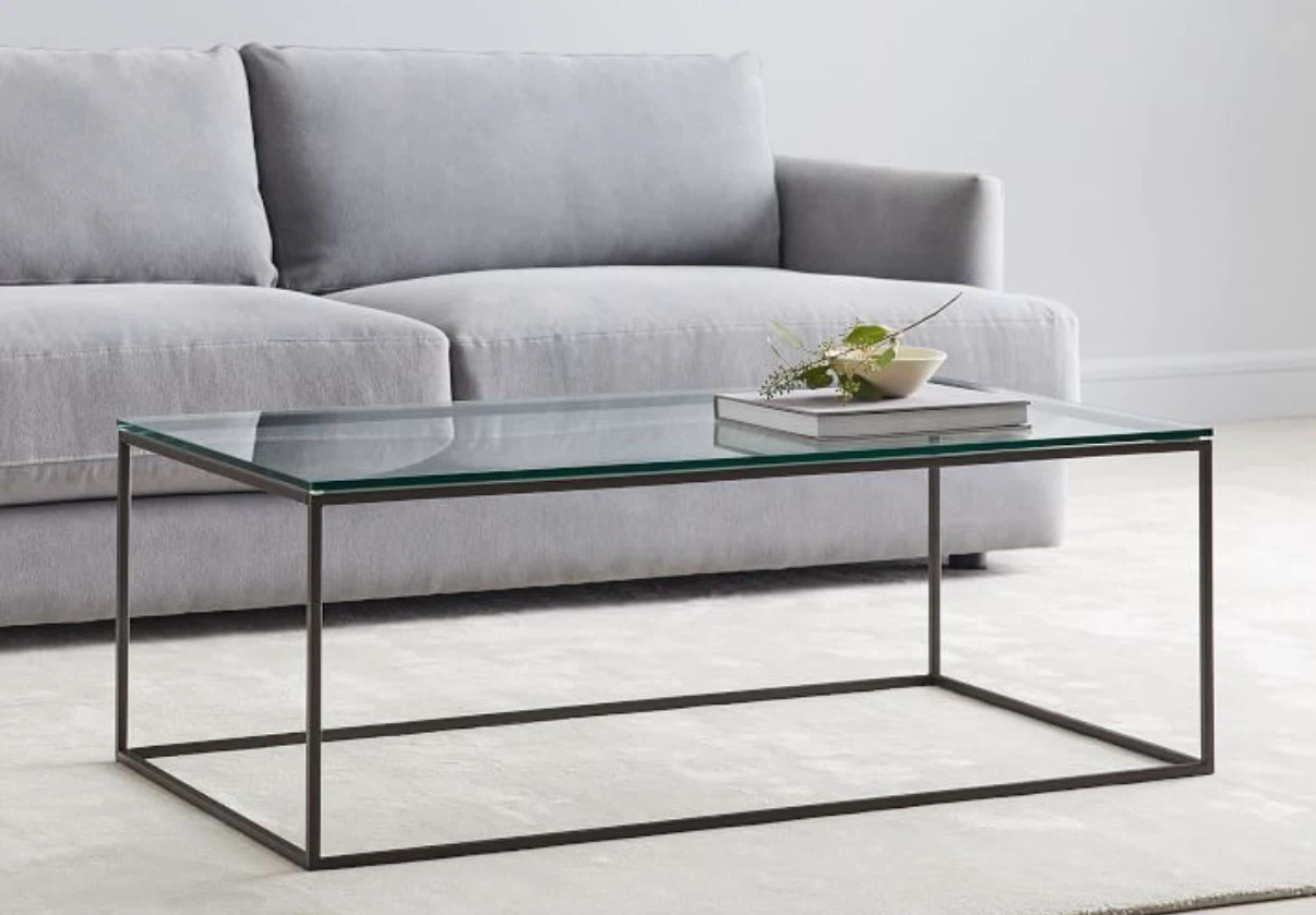 West elm glass coffee table