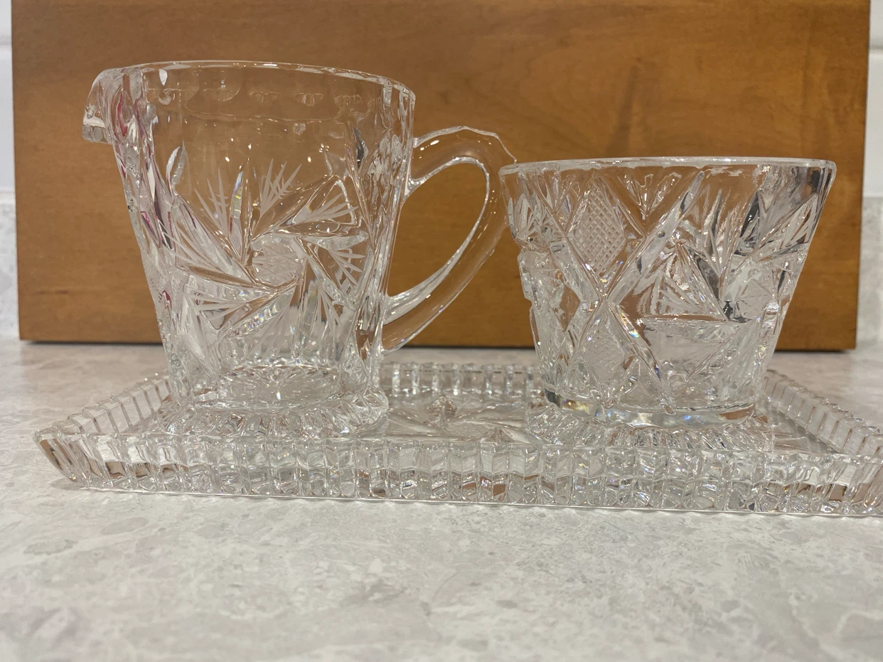 Crystal Creamer and Sugar Bowl Set with Tray - photo 2
