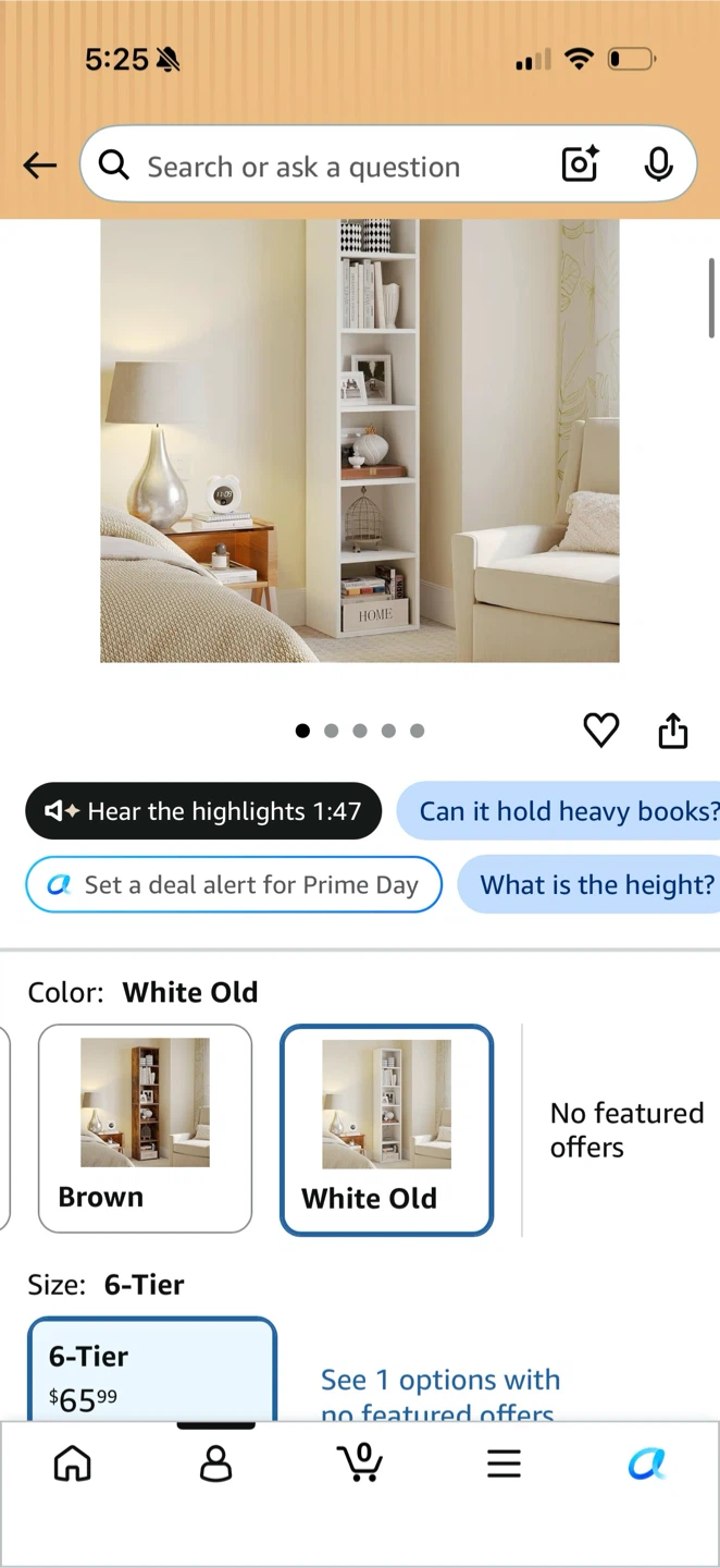 White Old 6-Tier Bookshelf - photo 2