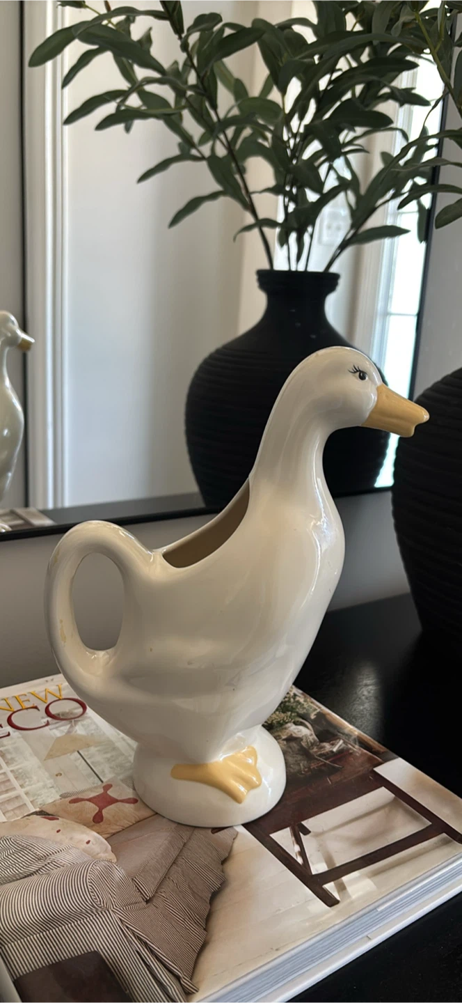 White Ceramic Duck Pitcher - photo 2