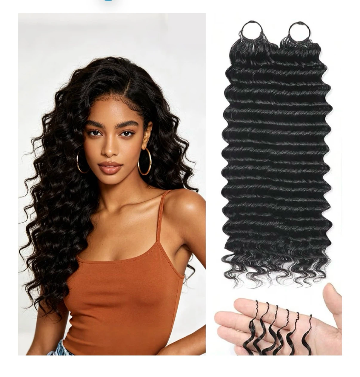 Brand New Feather Crochet Human Hair - Black - 18 inches
