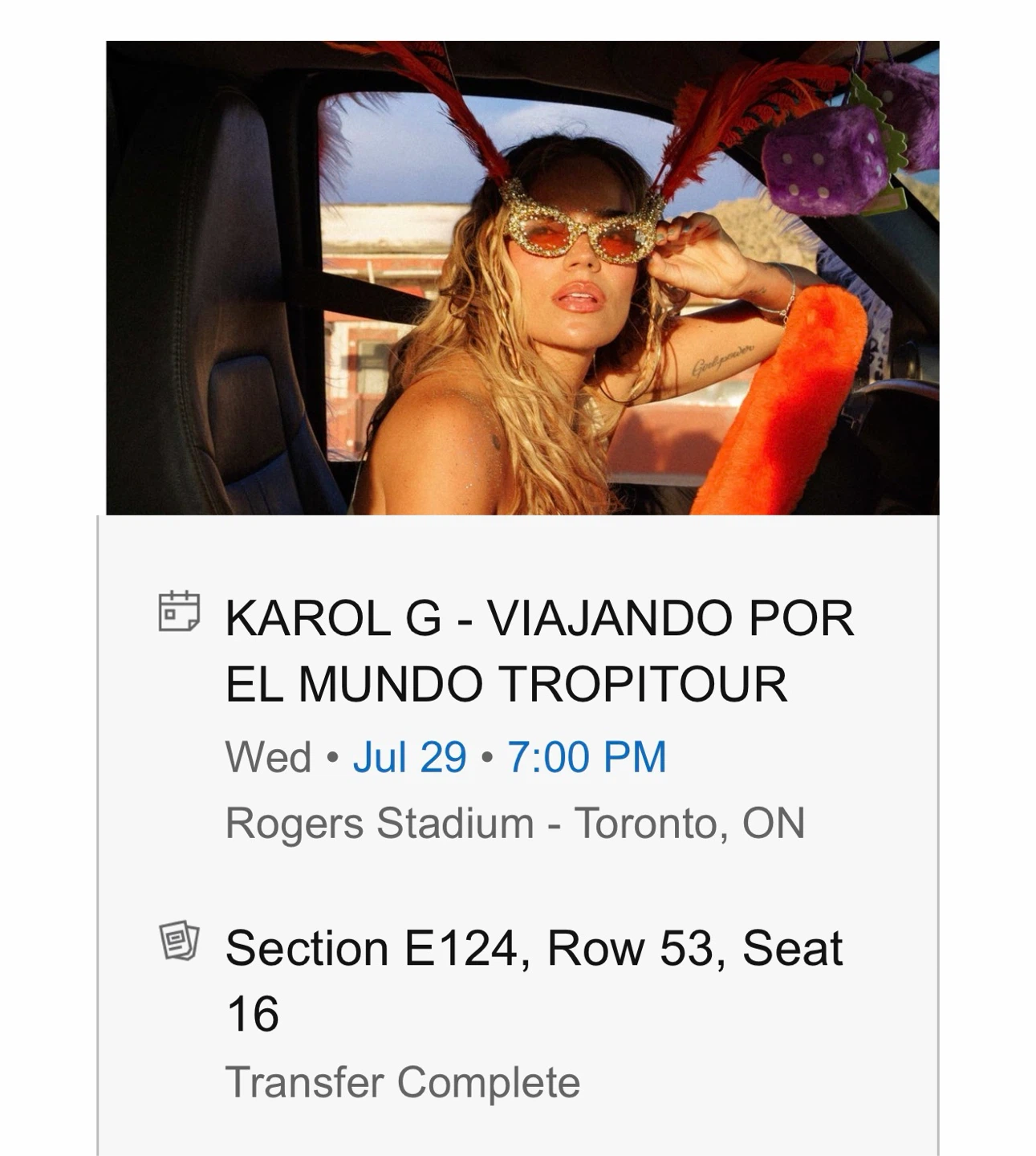 Karol G - Viajando Por El Mundo Tropitour Ticket