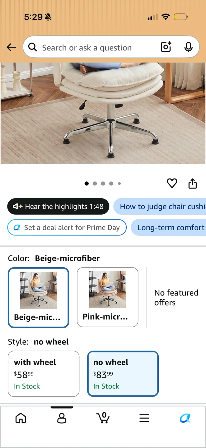 Cream Office Chair with Pillow - photo 3