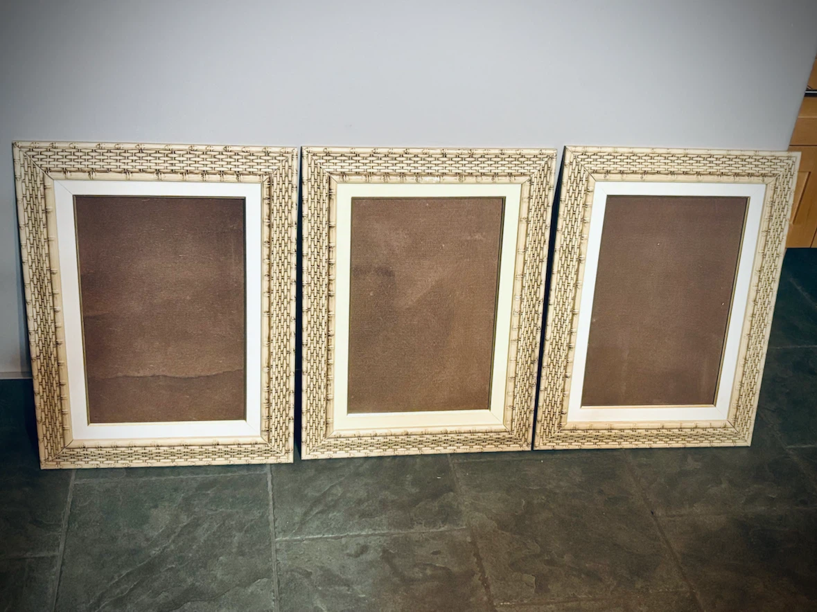 3 Woven Bamboo Wooden Picture Frames