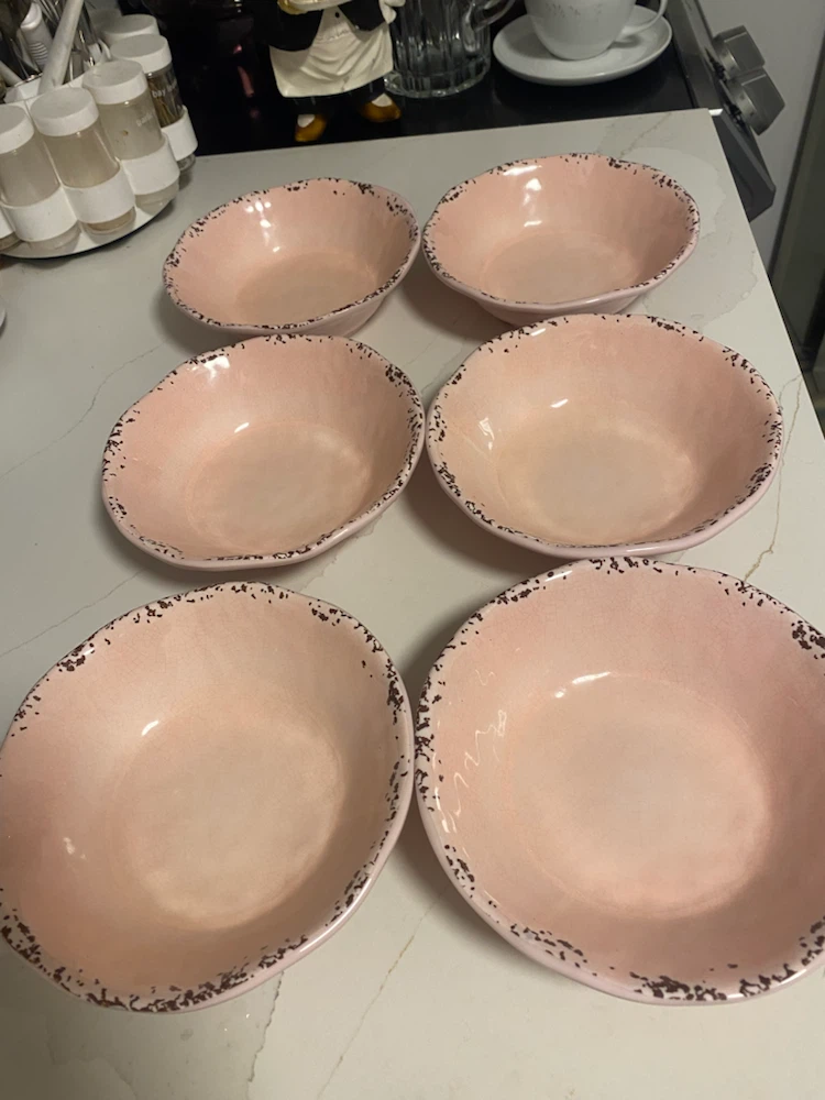 Set of 6 Pink Melamine Bowls