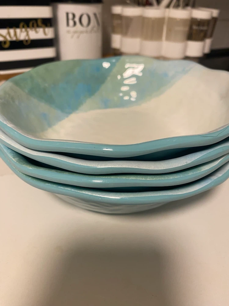 Set of 4 Blue and Green Ceramic Bowls - photo 3