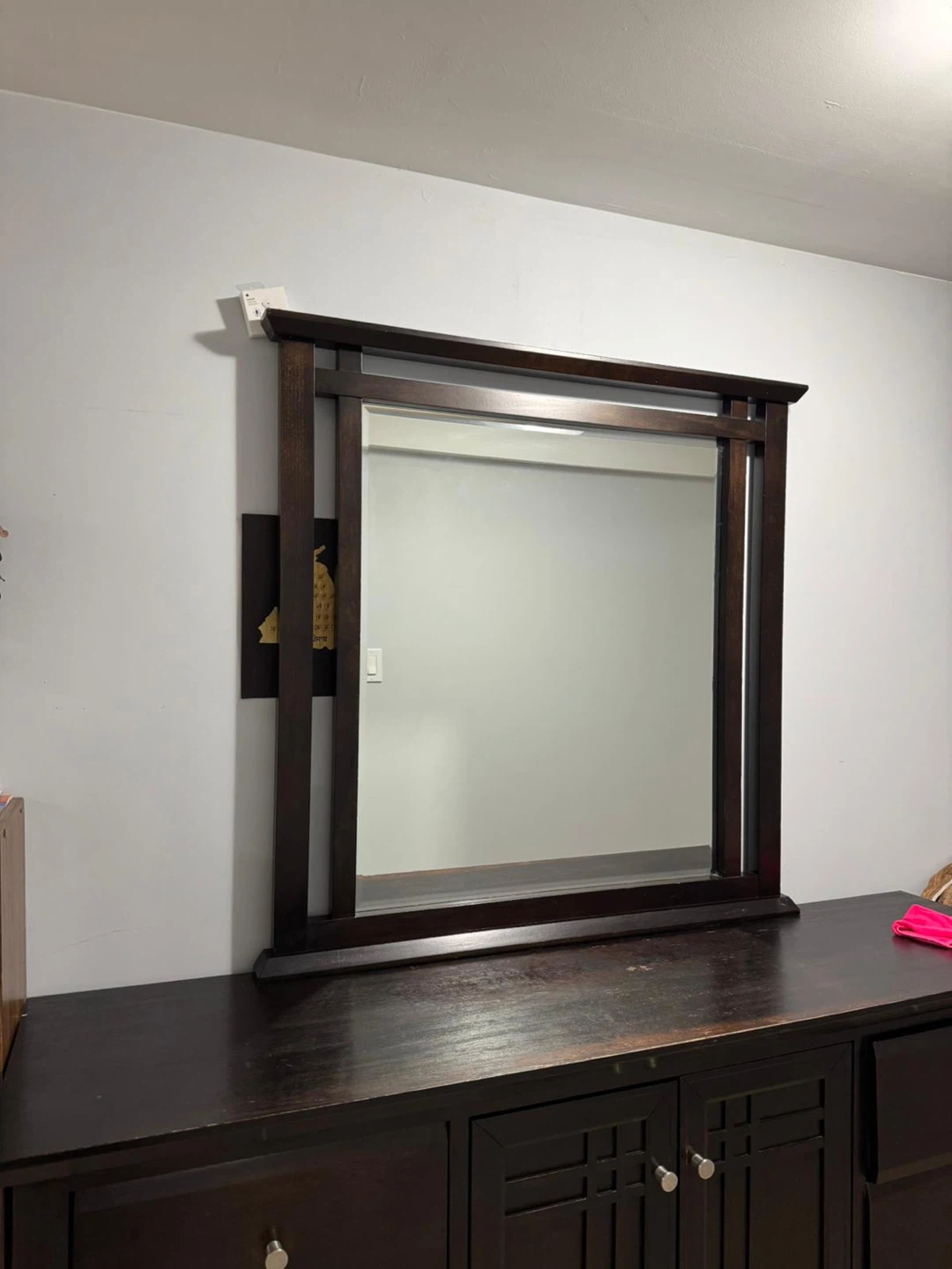 Large Dark Wood Dresser Mirror - photo 2