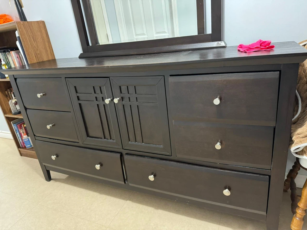 Large Dark Wood Dresser Mirror - photo 3
