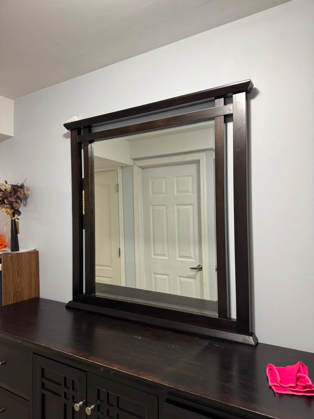 Large Dark Wood Dresser Mirror - photo 5