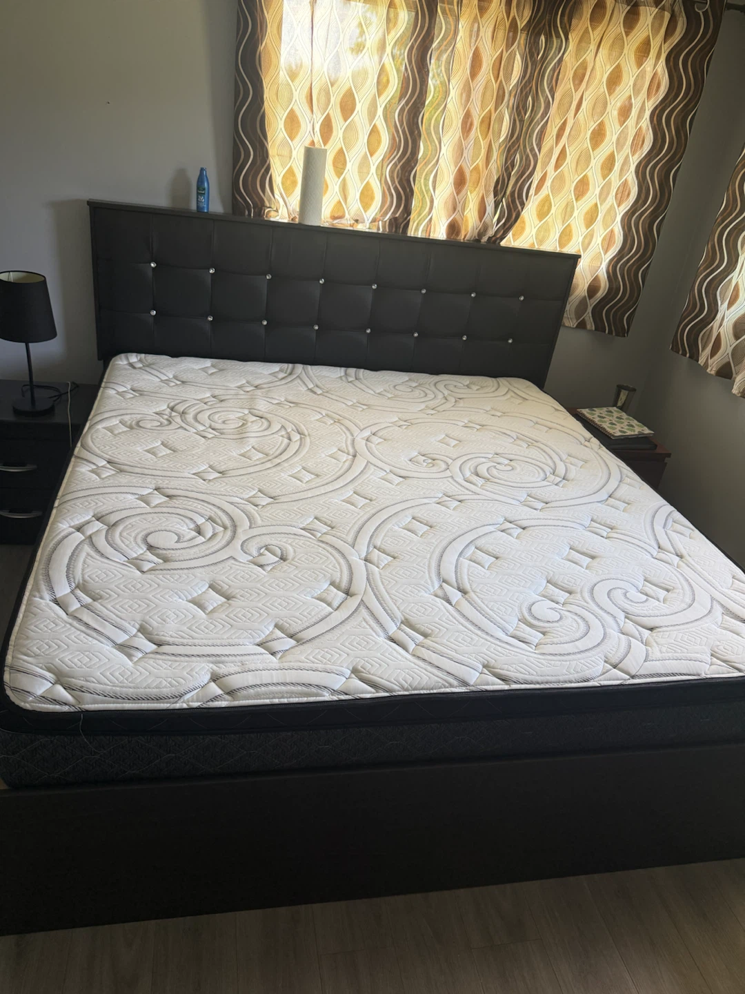 King size storage bed full set with mirror vanity and drawer