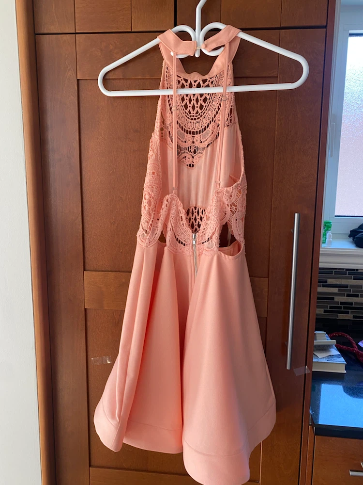 “M” Coral Lace Halter Dress - photo 2