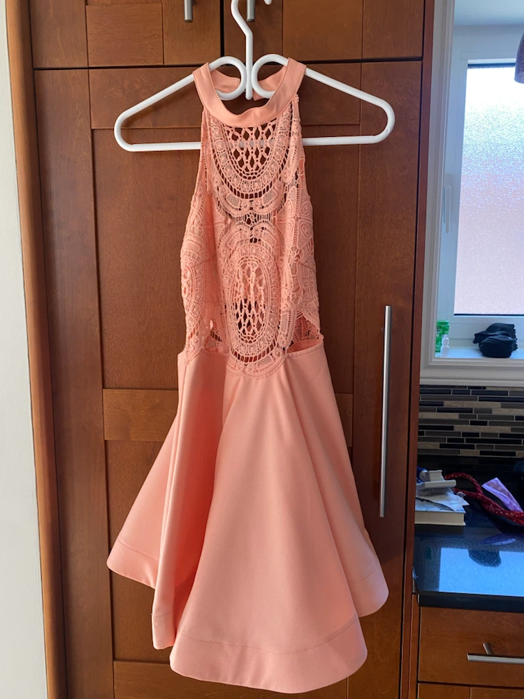 “M” Coral Lace Halter Dress - photo 3