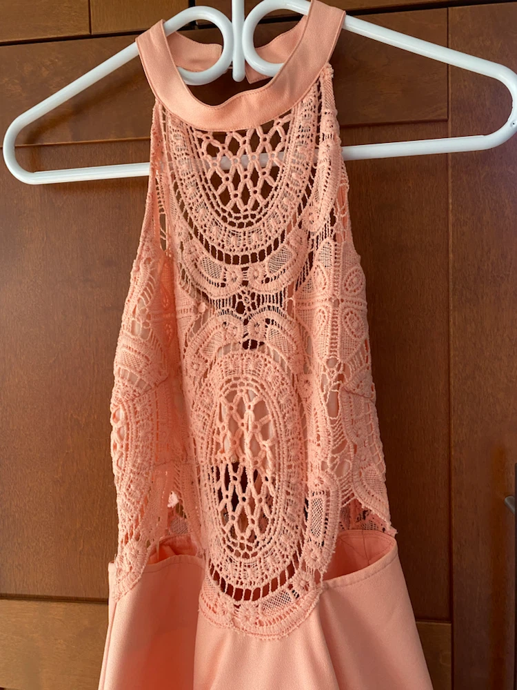 “M” Coral Lace Halter Dress - photo 4
