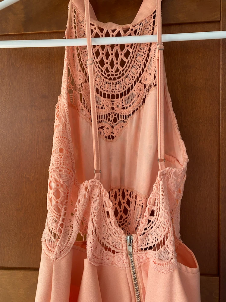 “M” Coral Lace Halter Dress - photo 5