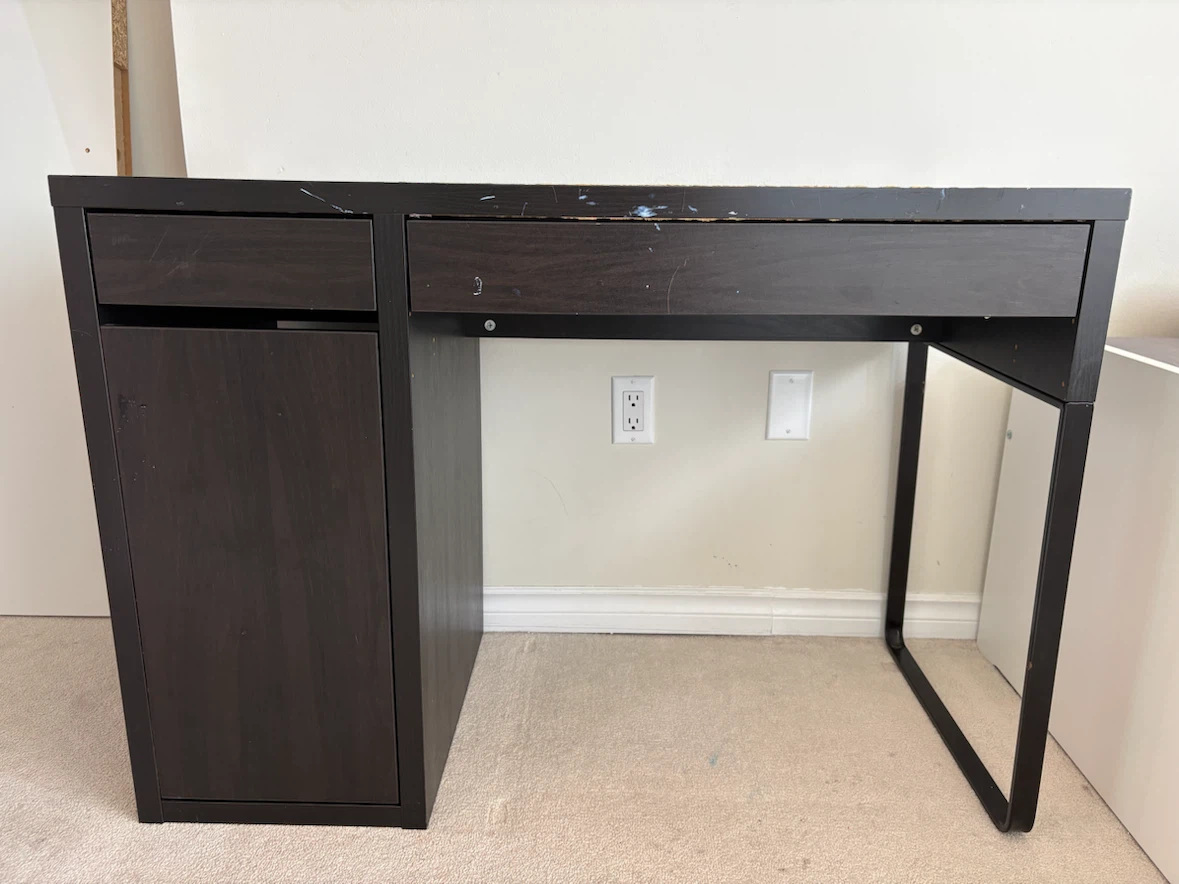 Dark Brown/ black  IKEA Desk with Cabinet and Drawers