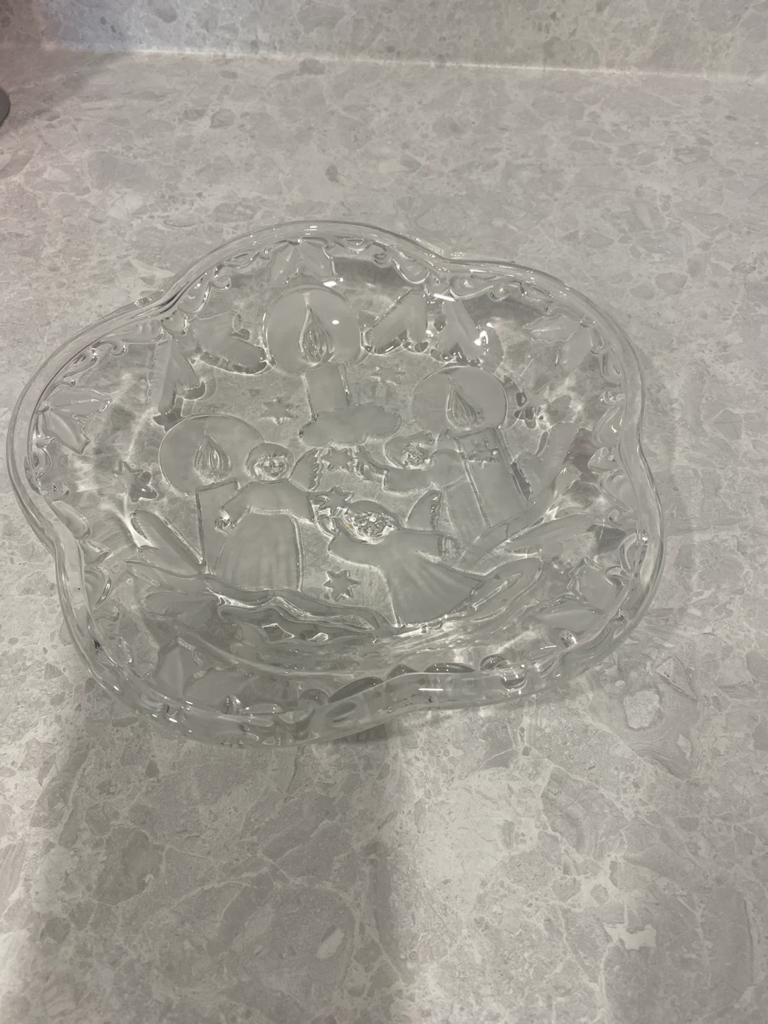 Clear Glass Decorative Plate with Embossed Designs - photo 2