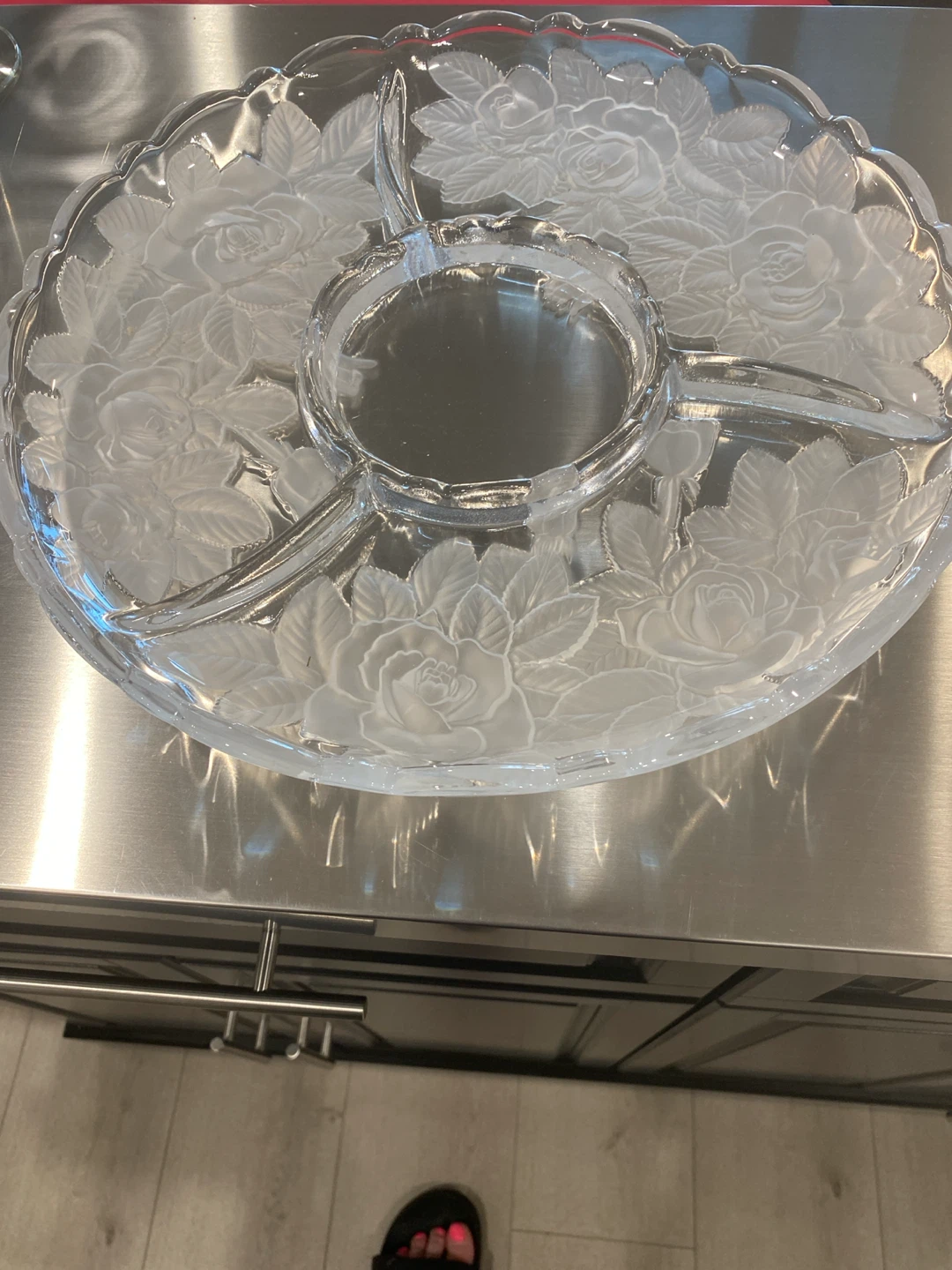Glass Rose Divided Serving Platter - photo 2