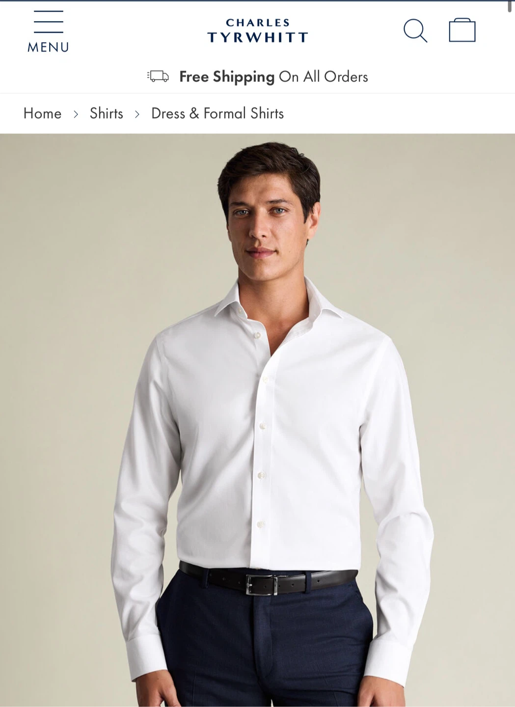 Charles Tyrwhitt Super Slim Fit White Dress Shirt 16/33in