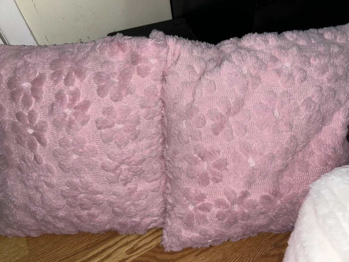 Pink Plush Throw Pillows Set