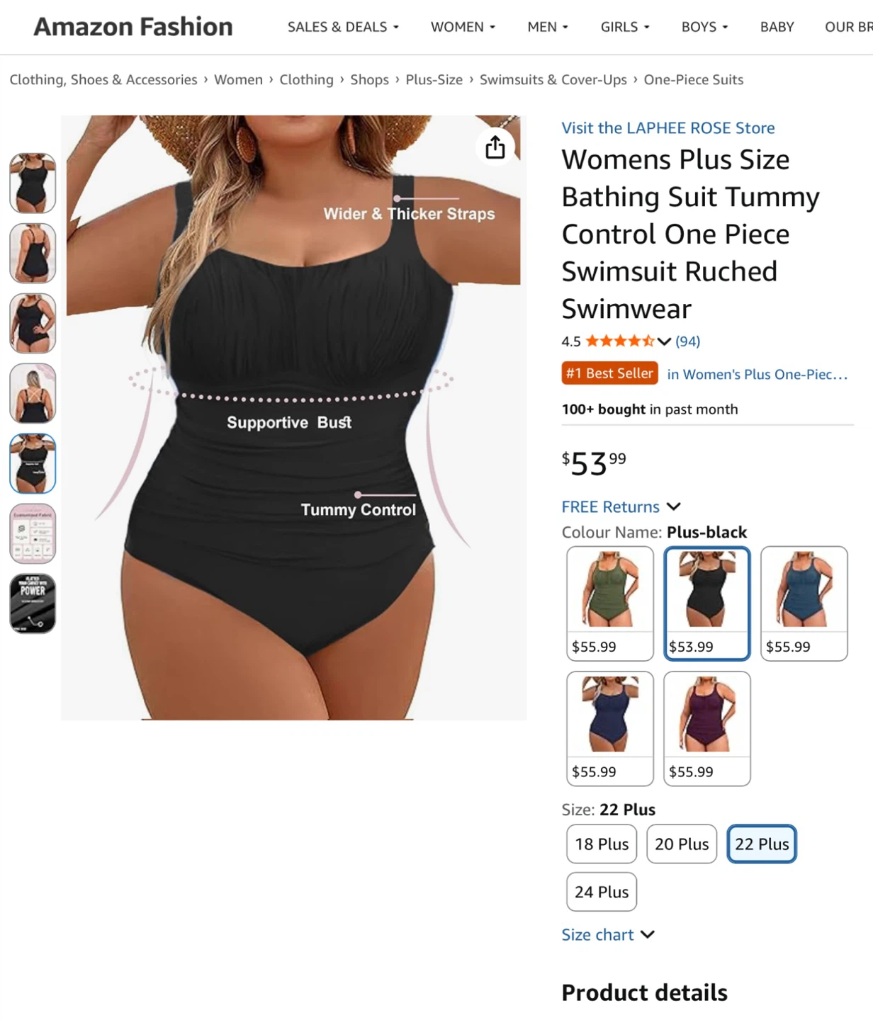 New LAPHEE ROSE Womens Plus Size Tummy Control Swimsuit - photo 5