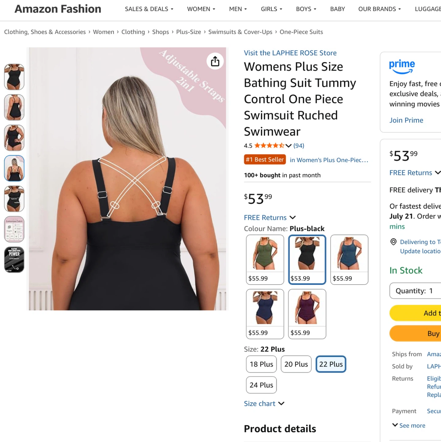 New LAPHEE ROSE Womens Plus Size Tummy Control Swimsuit - photo 4