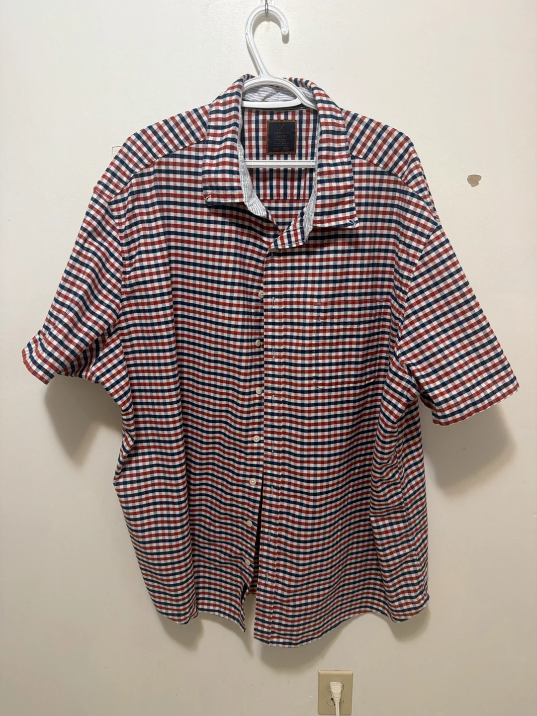 Denver Hayes Classic Fit Plaid Short Sleeve Button-Up Shirt