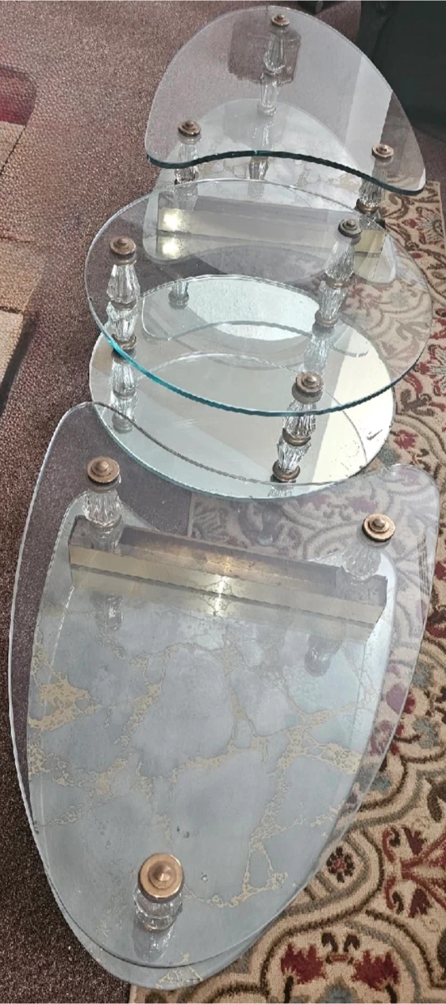 Vintage Glass Nesting Table Set - photo 2