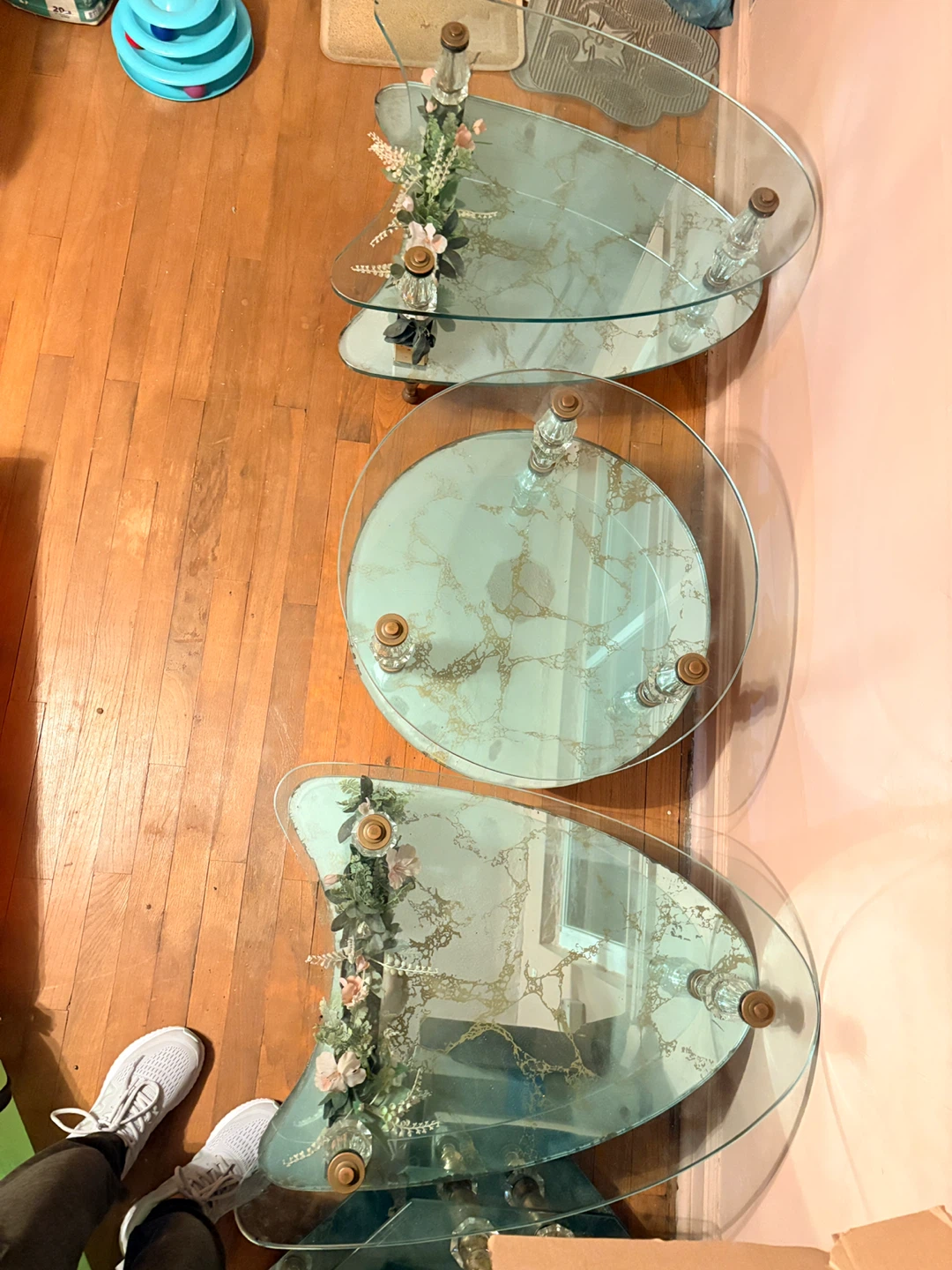Vintage Glass Nesting Table Set
