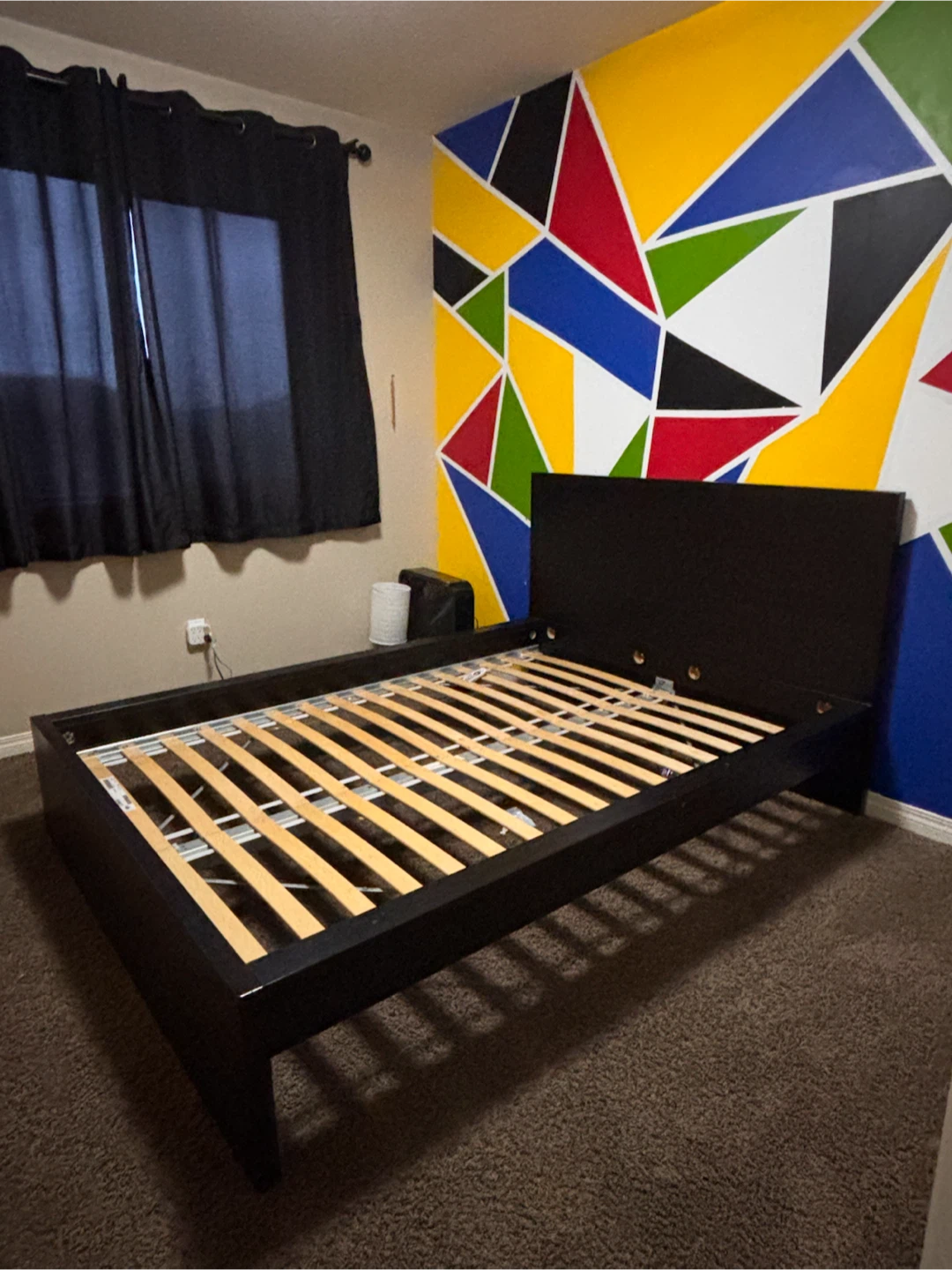 Black double Bed Frame with Slats