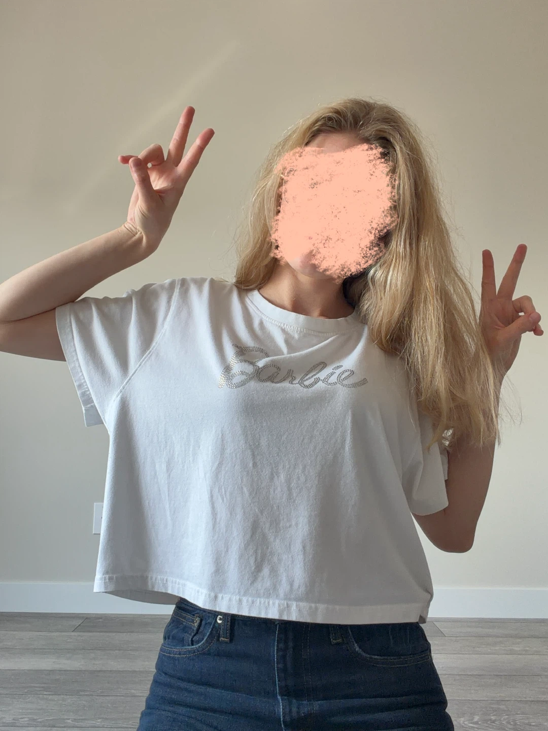 Barbie White Cropped T-Shirt Size XS