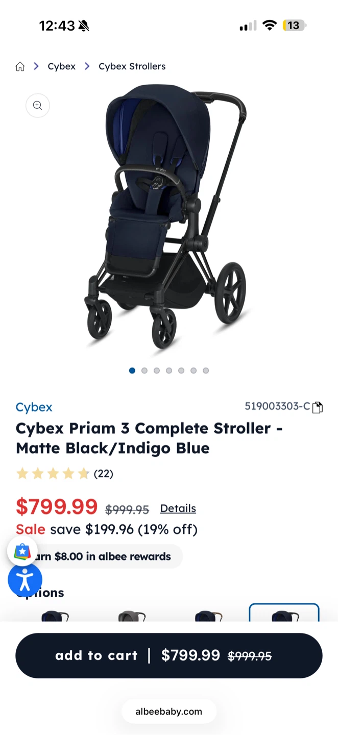 Cybex Priam 3 Complete Stroller - Matte Black/Indigo Blue - photo 3
