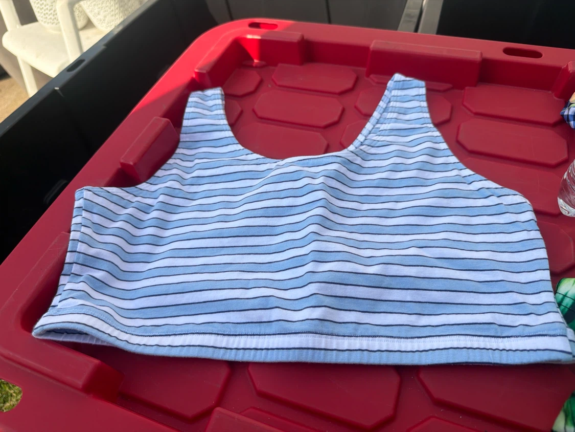Blue Striped Cropped Tank Top