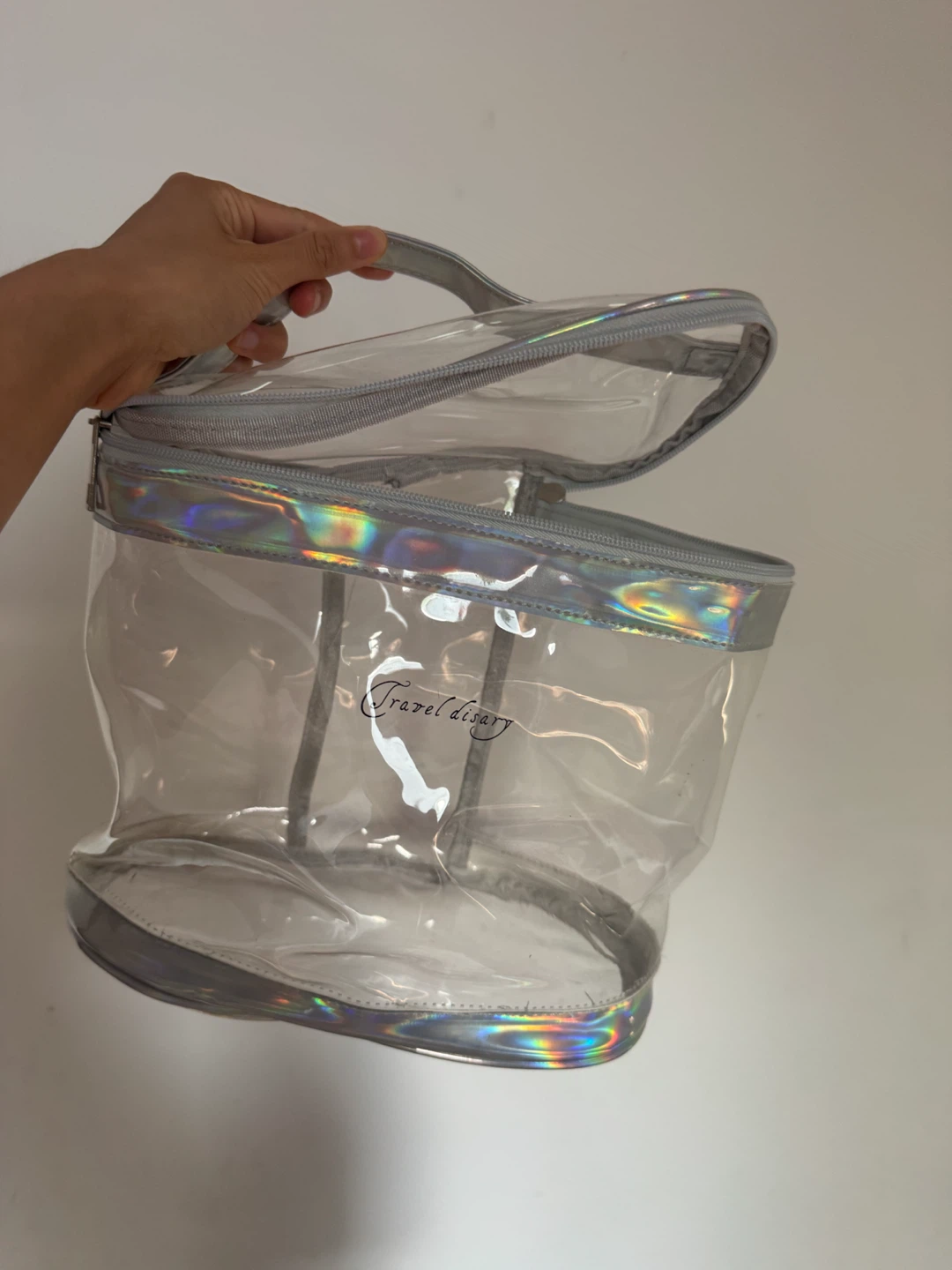 Clear Travel Toiletry Bag with Holographic Trim