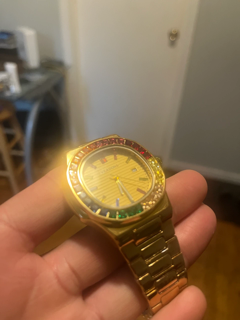 VEADORS Gold Watch with Rainbow Crystal Bezel - photo 2