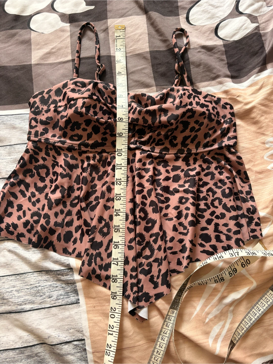 Tan Leopard Print Peplum Top