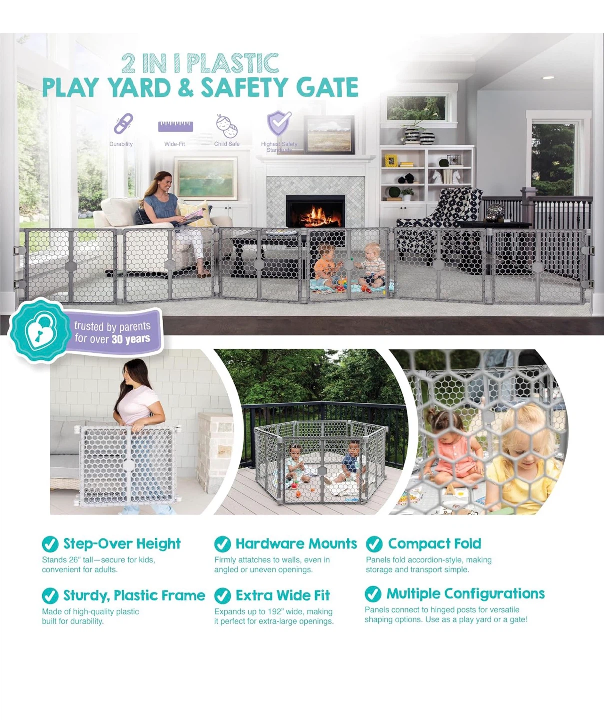 Regalo 2-in-1 Play Yard & Safety Gate – Like New - photo 4