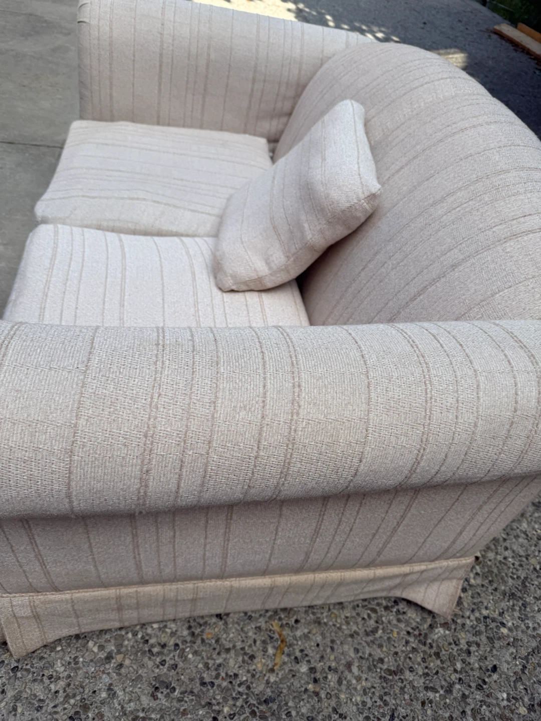 Light Beige Striped Sofa with Accent Pillow - photo 3