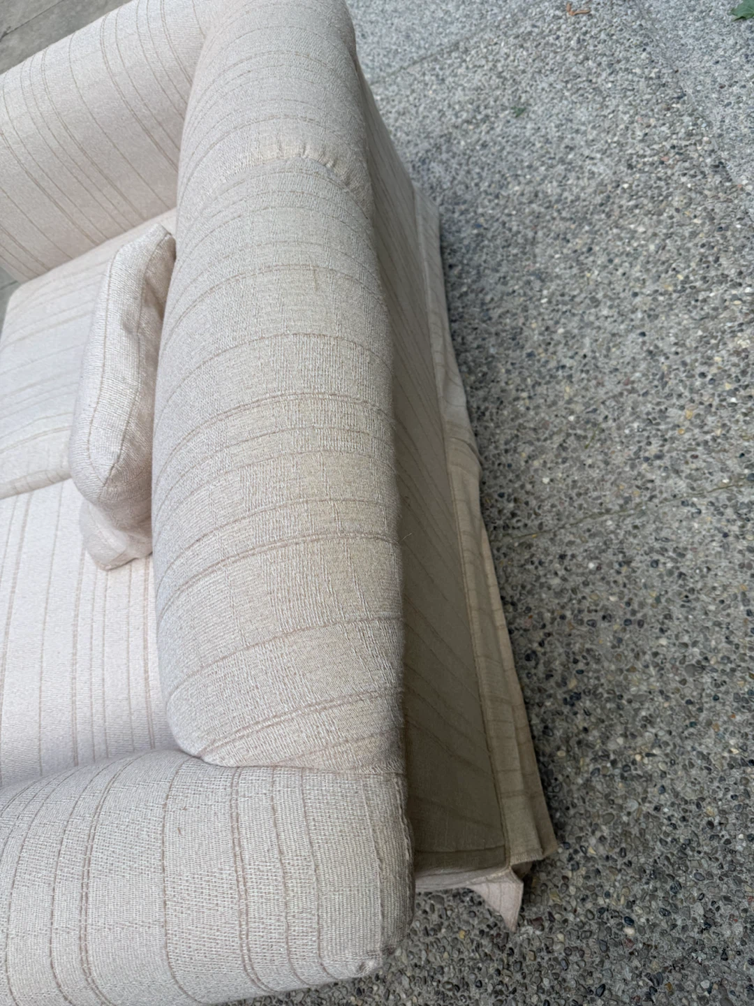 Light Beige Striped Sofa with Accent Pillow - photo 4