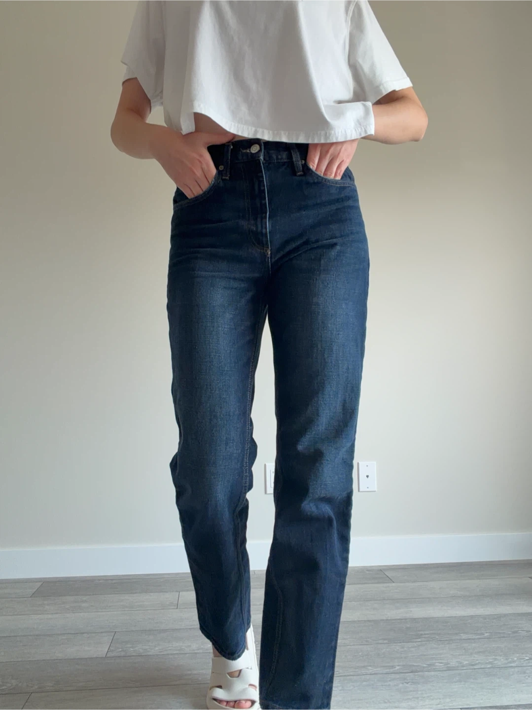 ZARA Dark Wash Straight Leg Jeans