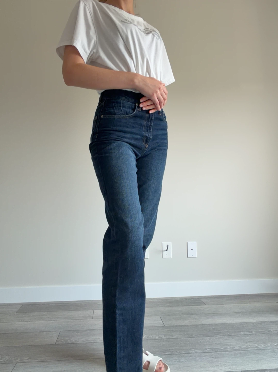 ZARA Dark Wash Straight Leg Jeans - photo 3