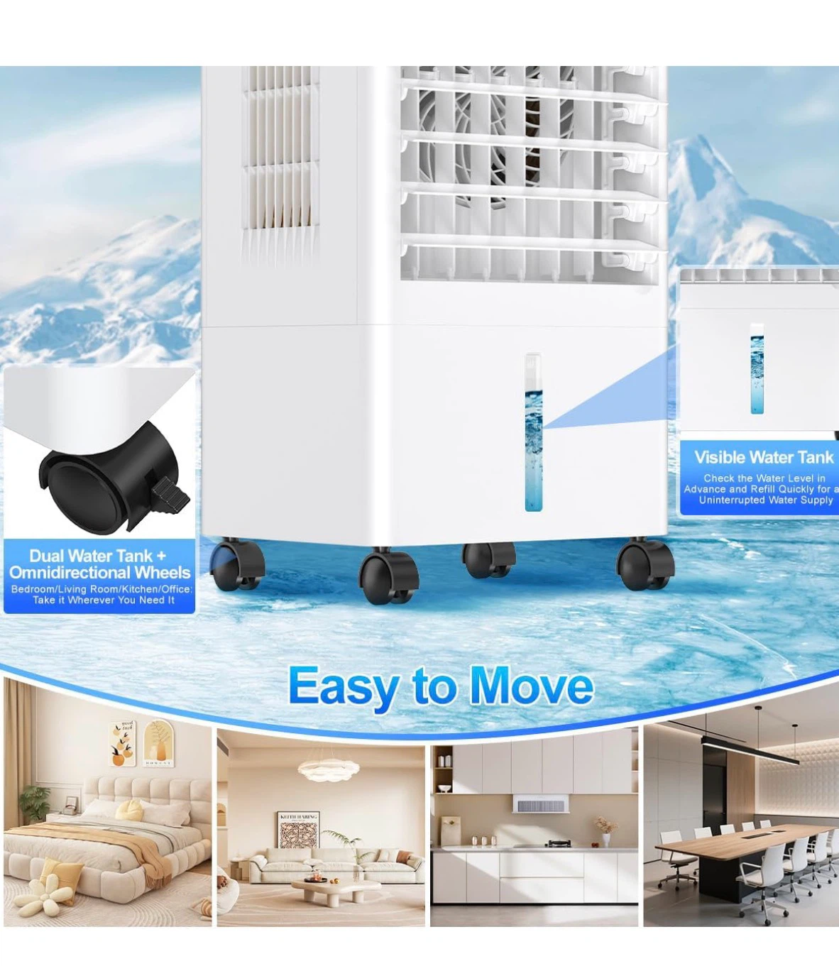 Portable Air Cooler Fan with Remote & 4 Ice Packs - photo 2