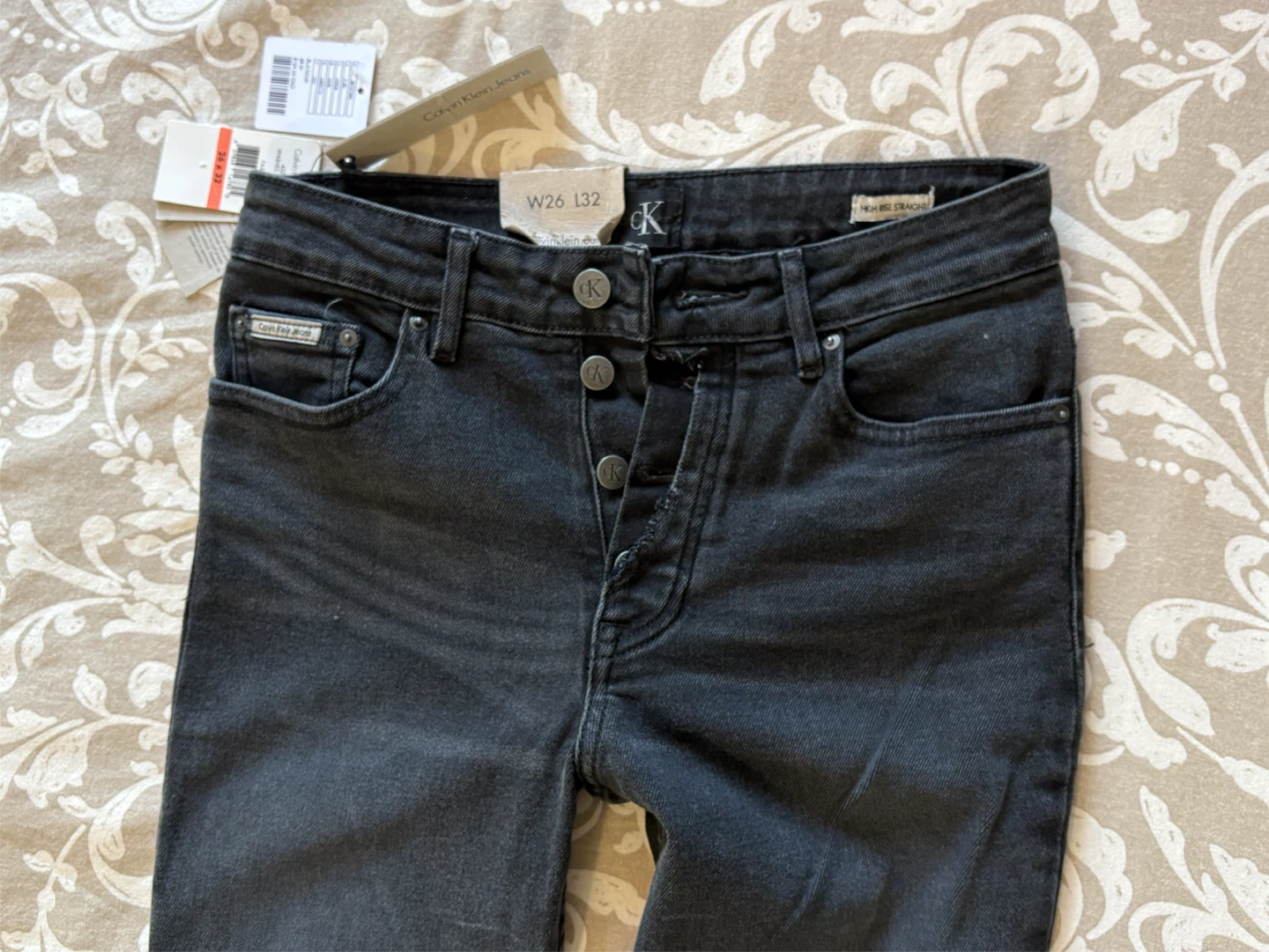 Calvin Klein Jeans High Rise Straight Black Denim W26 L32