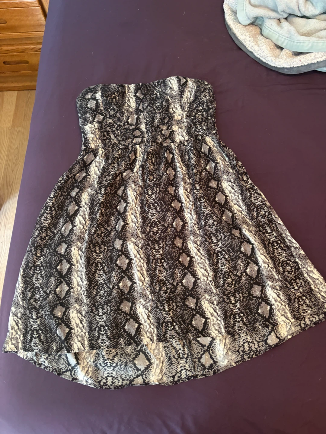 Abstract Print Strapless Dress