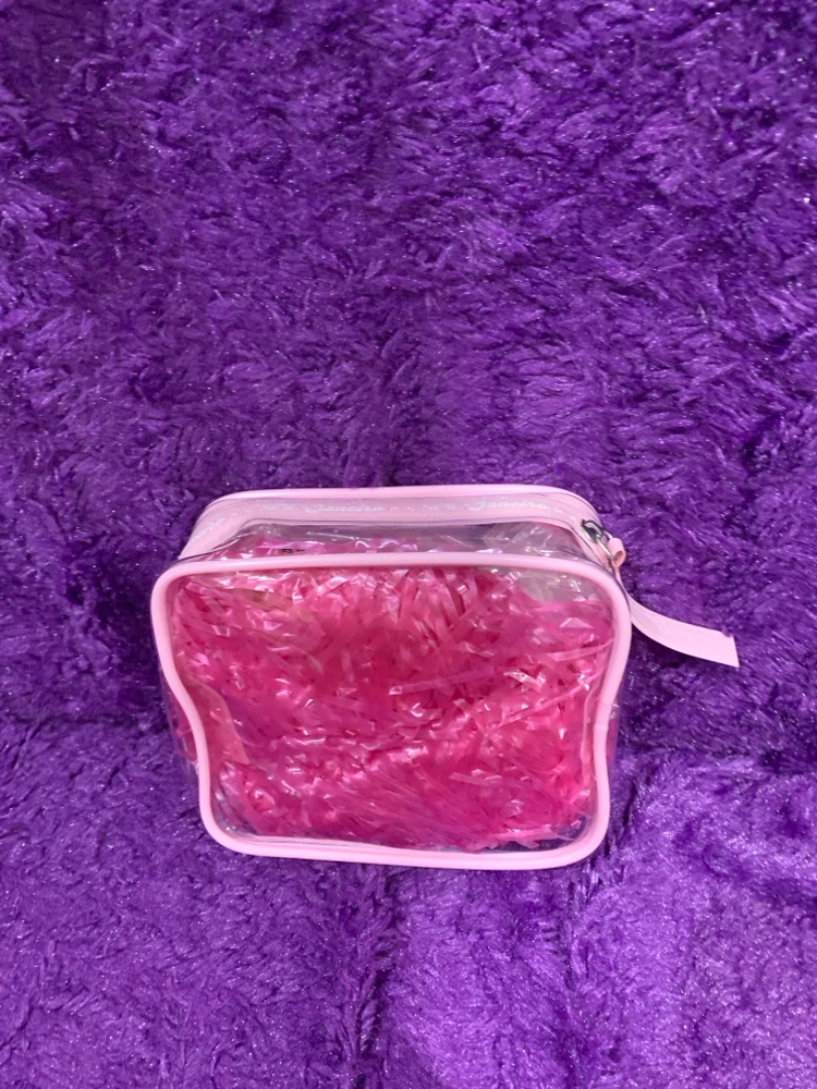 Sol de Janeiro Clear Cosmetic Bag with Pink Shredded Filler