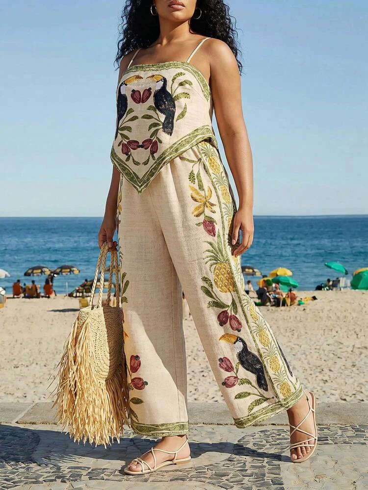 Cream Toucan and Tropical Print Coord Set