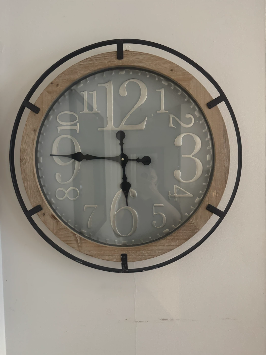 27” Large contemporary Rustic Wall Clock Pearl and Silver - photo 4