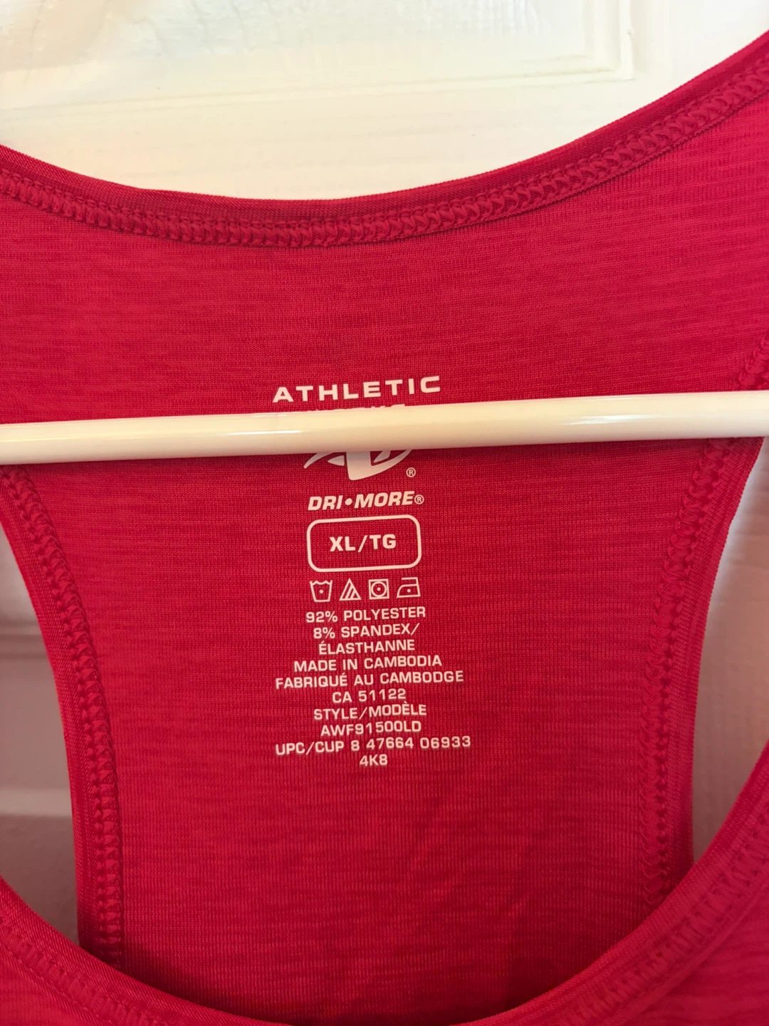 Athletic Works Dri-More Tank Top - Red - XL - photo 2
