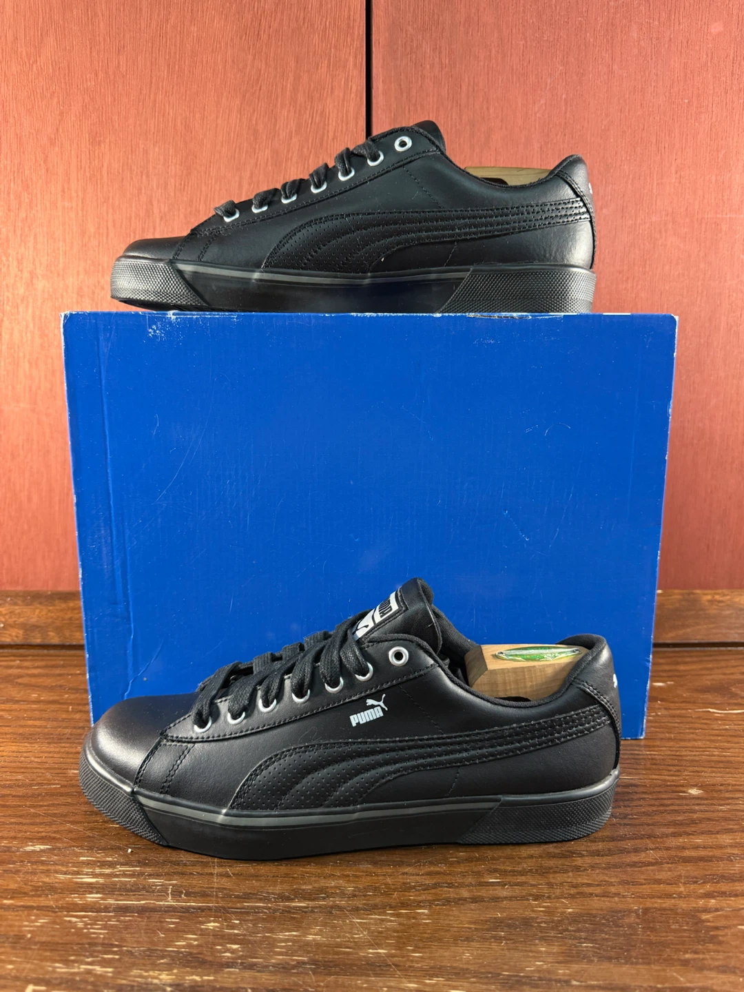 Puma Benny Triple Black Men’s Athletic Leather Shoes Size US 8,5